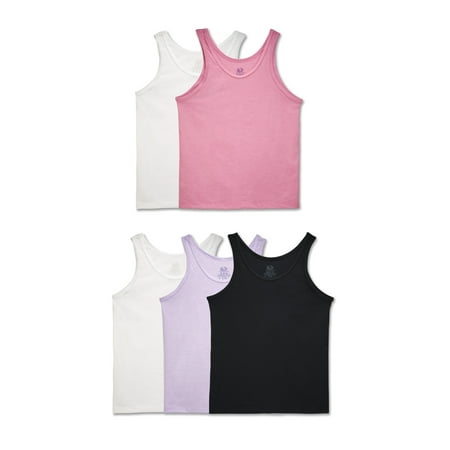 Fruit of the Loom Assorted Layering Tanks, 5 Pack (Little Girls & Big