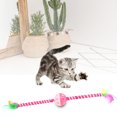 thumbnail image 2 of Veeki Pet Feather Teaser Stick Cat Wand with Bell Ball Kitten Interactive Toy(Red)-092304, 2 of 5