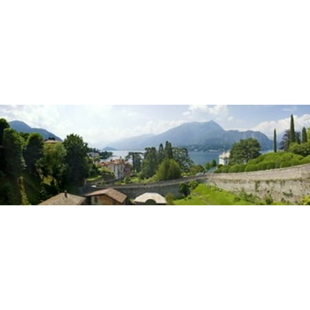 Houses in a town Villa Melzi Lake Como Bellagio Como Lombardy Italy Stretched Canvas - Panoramic Images (36 x