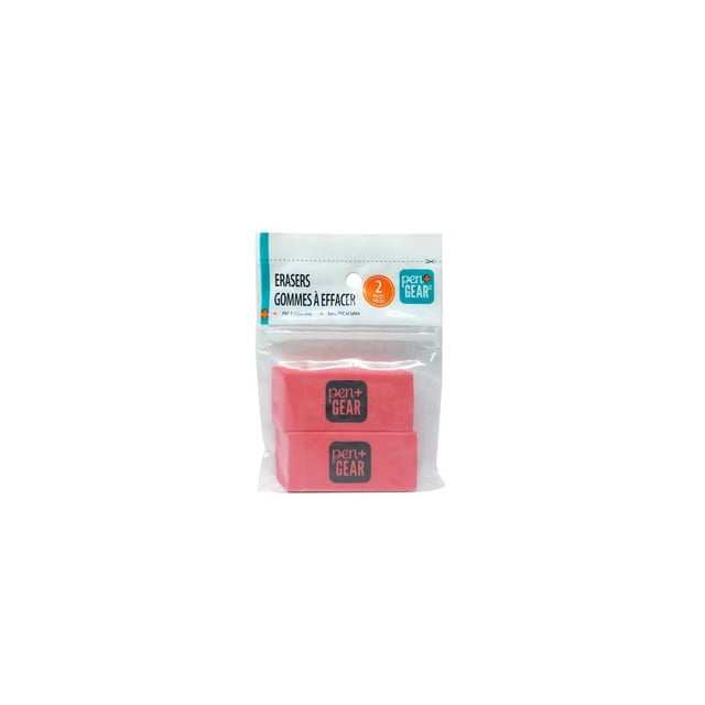 Pen+Gear Block Erasers, Pink, 2 Count