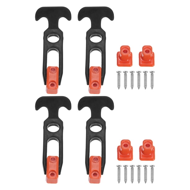Uxcell 4-Pack Gancho de Sujeción Flexible de Goma en T 3.9" para Caja de Herramientas, Negro Naranja