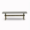 thumbnail image 3 of Pemberly Row X-Style 15x60" Wood Dining Bench in Jacobean/Cement Gray, 3 of 5