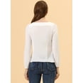 thumbnail image 4 of Blusa informal de manga larga con cuello cuadrado y pliegues en la parte delantera para mujer blanco XL, 4 of 5