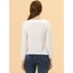 thumbnail image 4 of Blusa informal de manga larga con cuello cuadrado y pliegues en la parte delantera para mujer blanco XL, 4 of 5