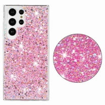 Dteck Bling Case for Samsung Galaxy S24, Women Girls Sparkly Glitter Shiny Soft TPU Rubber Ultra Slim Shockproof Hard Protective Cover, Pink