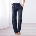 thumbnail image 2 of Lumtrix Linen Pants Women 2026 Spring Summer Fashion Straight Leg Pant Dressy Casual High Waisted Loose Boho Trousers With Pockets Navy L, 2 of 6