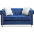 thumbnail image 5 of Navy Blue Velvet Loveseat Sofa for Small Spaces, Modern Two-Seater Couch with Round Arms, 5 of 6
