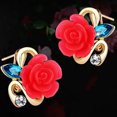 thumbnail image 2 of Grandest Birch Women Lady Rhinestone Resin Rose Flower Earrings Ear Studs Jewelry Gift Alloy, Resin, Rhinestone Blue, 2 of 7