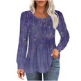 thumbnail image 2 of Dihao Plus Size Long Sleeve Pullover Tops for Women 2024 Winter Blouse Women's Casual Fashion Loose Pleated Crew-Neck Printed Long-Sleeved Tops, 2 of 5