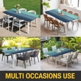 thumbnail image 5 of Teal Blue Ombre Table Cloths for 4 Foot Rectangle Tables, Modern Abstract Art Texture Patio Waterproof Elastic Fitted Tablecloths, Washable Rectangular Table Cover for Camping, 5 of 8