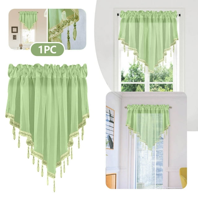 Draperie Unie Finie pour Fenêtre de Chambre et de Cuisine, Design Triangulaire, Court Rideau Moustiquaire