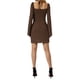 thumbnail image 4 of Sunloudy Mini vestido ajustado con cuello halter para mujer, vestido de club de color sólido con busto fruncido de manga larga, 4 of 8