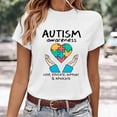 thumbnail image 2 of Bibifish Womens Tee Tops Autism Awareness Print Soft Breathable Regular Fit Crewneck Short-Sleeve Tee Tops Summer Daily Commute Chic Wear, 2 of 3