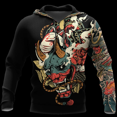 thumbnail image 3 of Sudadera con capucha para hombre nueva con estampado 3D de tatuaje de samurái japonés, tendencia de moda, ropa de manga larga estilo Y2K para hombre, 3 of 5