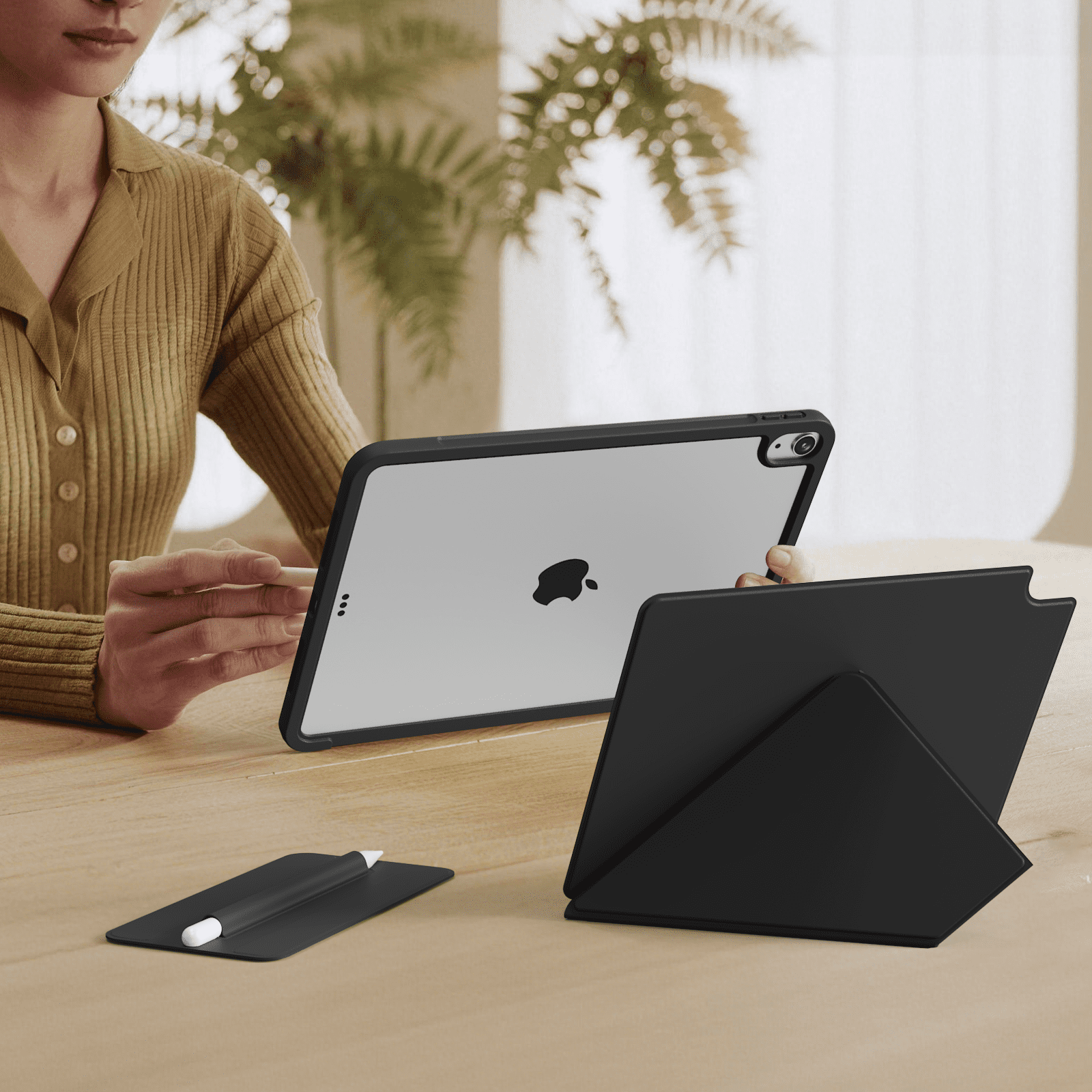 DWPSG Case for iPad (A16) 11th Generation 11 Inch 2025, iPad 10th Generation 10.9 inch 2022 with Pencil Holder, Magnetic attraction New Multi-Fold Protective Tablet Cover,Black