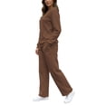 thumbnail image 6 of Zynoxe Womens Plus Size Lounge Sets Casual Solid Color Crew Neck Shirt and Wide Leg Sweatpants Sweatsuits Soft Comfy Two Piece Outfit for Daily Wear, 6 of 8