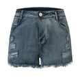 thumbnail image 5 of JIKNTTR Workout Shorts Women High Waisted Hem Distressed Ripped Casual Shorts Casual Baggy Trendy Short Pants, 5 of 7