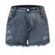 thumbnail image 5 of Pantalones cortos desgastados de cintura alta para mujer: bajo rasgado, tejido suave, estilo informal, tallas S-XXL para el fin de semana/el día a día, 5 of 7