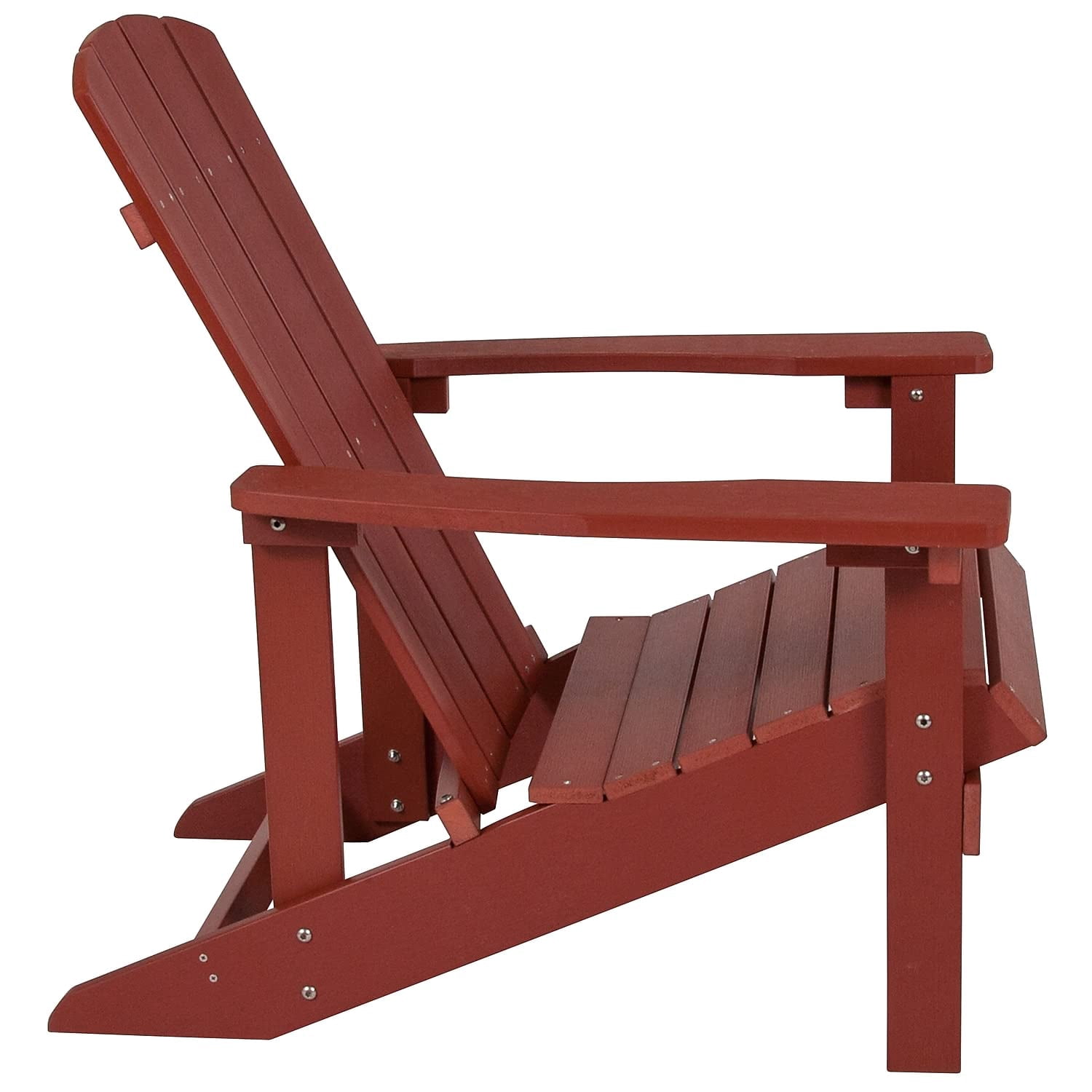 Pemberly Row Farmhouse Faux Wood Adirondack Chair In Red Finish