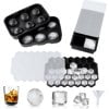 

WHDZ 3 Pack Ice Cube Trays Silicone with Lids Sphere Square Honeycomb Ice Cube Mold with Funnel for Cocktails Whiskey and Drinks Reusable BPA Free Black