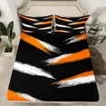 thumbnail image 2 of Homewish Geometric Lines Print Full Size Sheets,Graffiti Stripes Pattern Bed Sheets,Orange White Black Sheet Sets For Teens,Luxury Bedroom Decor,4 Pieces, 2 of 7