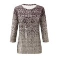 thumbnail image 4 of Gray Women's Short Sleeve T-shirt, 3/4 Length Sleeve Womens Tops Summer 2024 T Shirts Floral Print Crew Neck Casual Basic Tee Fit Tunic Tops Blouse,Women's Short sleeve T-shirt 3XL, 4 of 5
