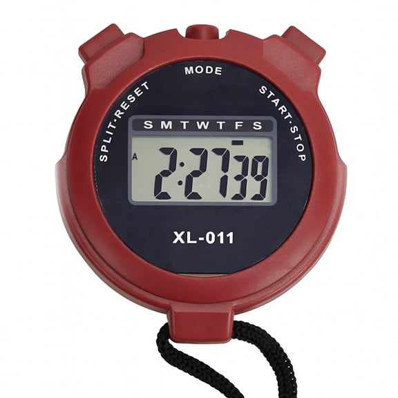 GJX Digital Sport Timer,Large Display Stopwatch with Single Lap Split,12/24 Hour Clock Alarm Date for Coaches & Kids (Red)