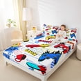 thumbnail image 4 of Homewish Modenr Video Gamer Bed Sheets for Boy, Cartoon Game Console King Sheets, Stripes Lines Sheet Set, Microfiber Bedroom Decor, 4-Piece, 4 of 7