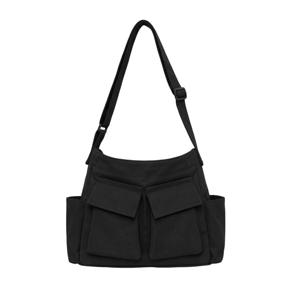 Deago Canvas Messenger Bag Large Hobo Crossbody Bag with Multiple Pockets Shoulder Tote Bag for Women and Men (Black)