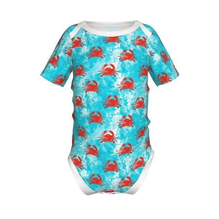 

Adobk Crab Swims In The Ocean Print Baby Climbing Clothes Jumpsuit Rompers Classic Rompers Child Short sleeve Bodysuits-2 Years
