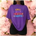 thumbnail image 3 of Playera Blusa Mujer con Frase Positiva Eres Bella Fabulosa y Fuerte Moda Casual Inspiradora Color Morado Talla Grande Marca Emil SaEs, 3 of 4