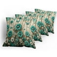 thumbnail image 5 of Ambesonne Rustic Throw Pillow Cover 4 Pack, Farmhouse Cold Tone Daisies, 20", Turquoise and Grey Yellow, 5 of 7