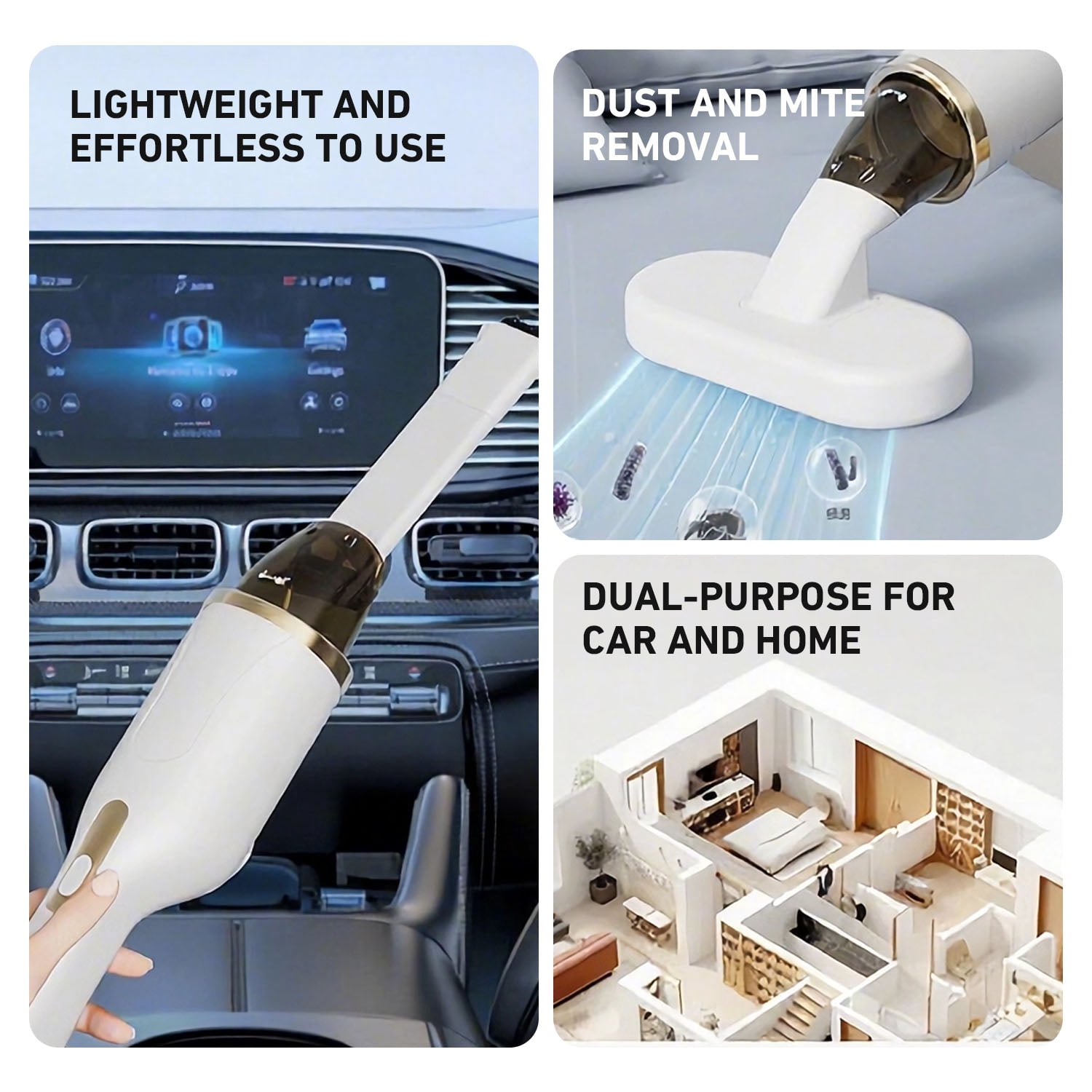 Cordless Car Vacuum Cleaner with UV Light, 2-in-1 Suction & Blower, Mini Handheld Vacuum with HEPA Filter, LED Light, USB-C Rechargeable, 4 Nozzles for Deep Cleaning Home, Sofa, Pet Hair, Keyboard