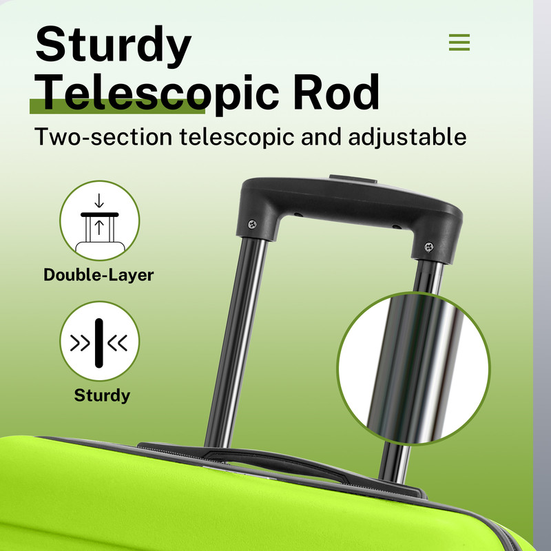 Luggage Sets 2 Piece Hardshell Lightweight Carry on Luggage Cosmetic Case with wheels USB Port TSA Lock 14 20 inch AppleGreen