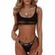 thumbnail image 3 of Ropa interior sexy de estilo europeo y americano, ropa interior sexy con letras huecas y tres puntos para mujer, 3 of 6
