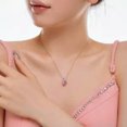 thumbnail image 3 of K-KED 925 Sterling Silver Lover Heart Zirconia Pendant Necklace Valentine Wedding Gift-Pink, 3 of 6