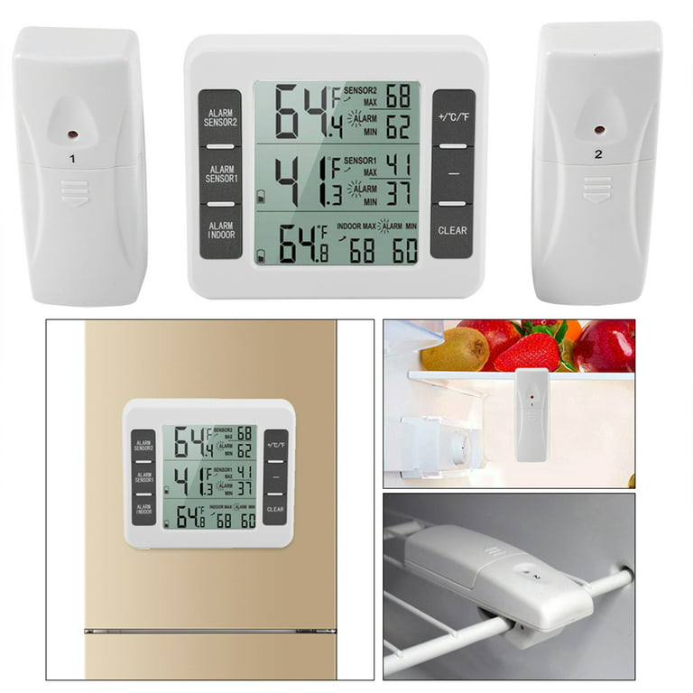 Temperature Gauge, Hanging Household LCD Screen Refrigerator Thermometer Temperature  Monitor With Sensor For Fridge For Freezer 