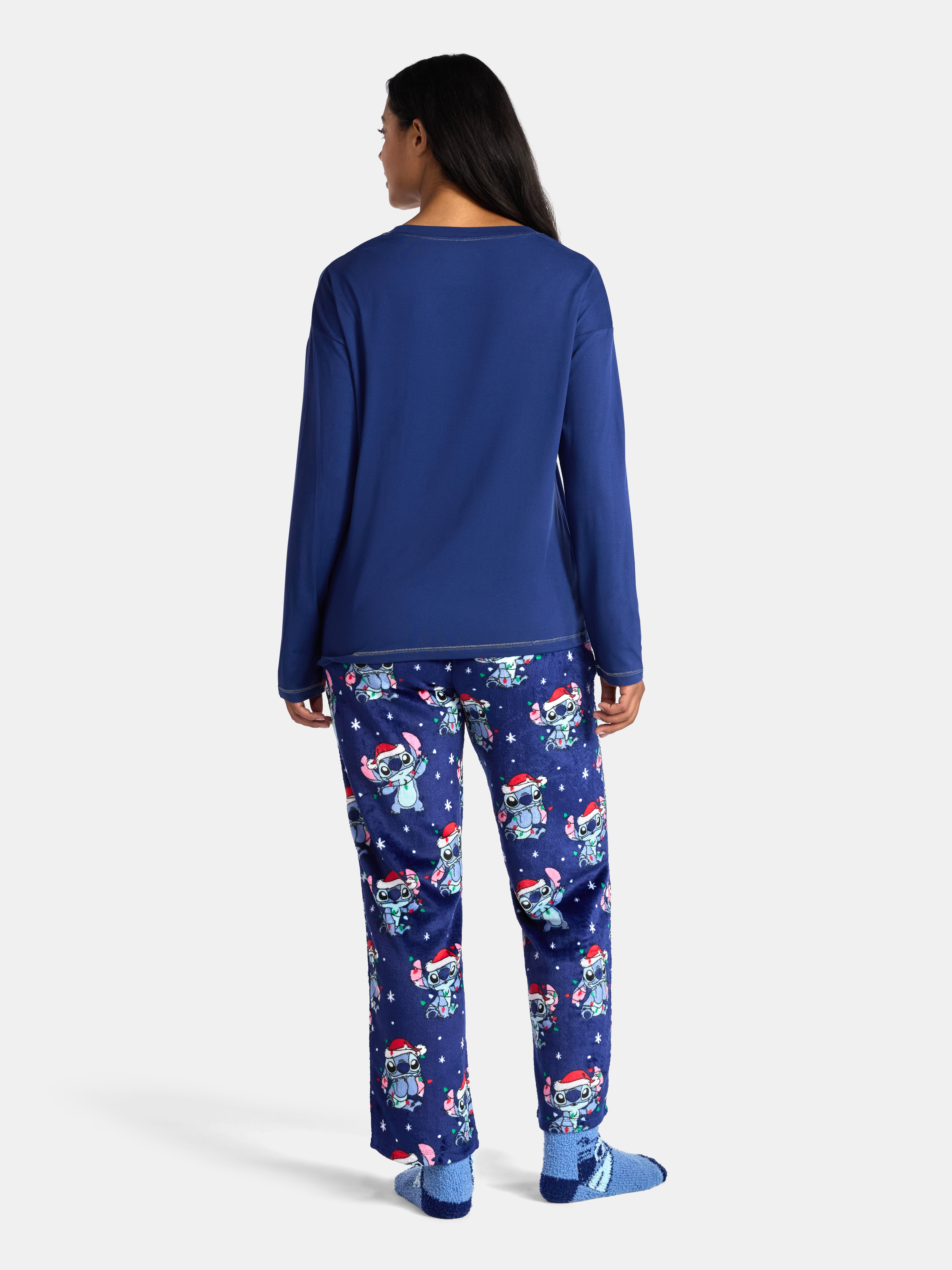 Disney Stitch Women's and Women’s Plus Top, Pants and Socks Holiday Sleep Gift Set, 3-Piece, Sizes XS-3X