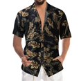 thumbnail image 1 of Camisas Deportivas Hombre Top de camisa de manga corta con solapa y hebilla de impresión digital 3D de y ocio para hombre (Black, L), 1 of 7
