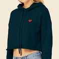 thumbnail image 5 of Dalix Pixel Heart Embroidered Fleece Cropped Hoodie Cold Fall Winter Women in Atlantic Green XL X-Large, 5 of 5