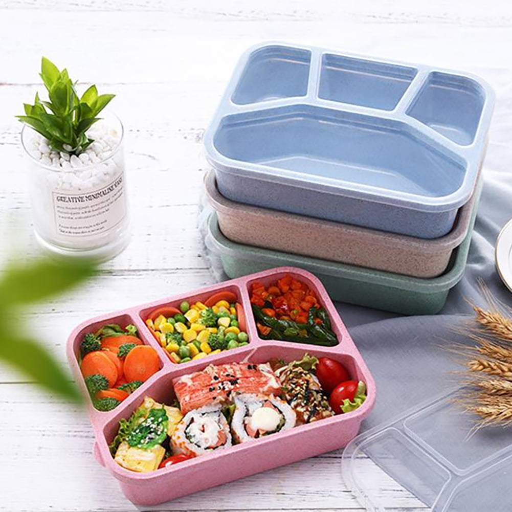 4-Compartment Bento Lunch Box Set, Meal Prep Containers with Airtight Lid, Stackable Food Storage for Kids & Adults, Microwave & Dishwasher Safe, 4 Pack
