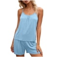 thumbnail image 2 of gbyLJF Womens Pajama Set Summer Sleeveless Sleepwear 2 Piece Shorts Nightwear Set Cofortable Pajama Set for Women, 2 of 6