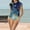 Blue, variant on Hvot&aat Women's Two Piece Split Swimsuit Crew Neck Short Sleeve Top With BoyShorts Trunks Casual Blouson Print Swimwear