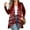 Deep Red, variant on Women's Fall and Winter Fashion Casual Print Long Sleeve Mid-Length Cardigan Jacket, Christmas Theme for Holiday Season,Gold,2XL
