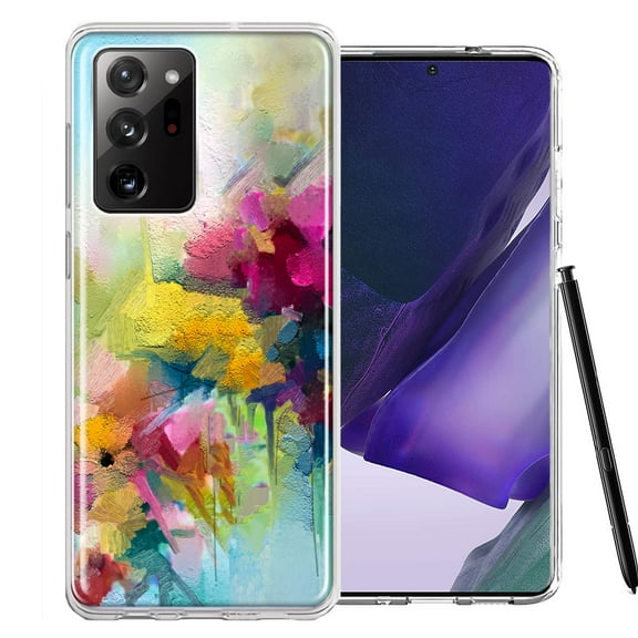 MUNDAZE Case For Samsung Galaxy Note 20 Ultra Watercolor Flowers Abstract Spring Colorful Floral Painting Phone Cover