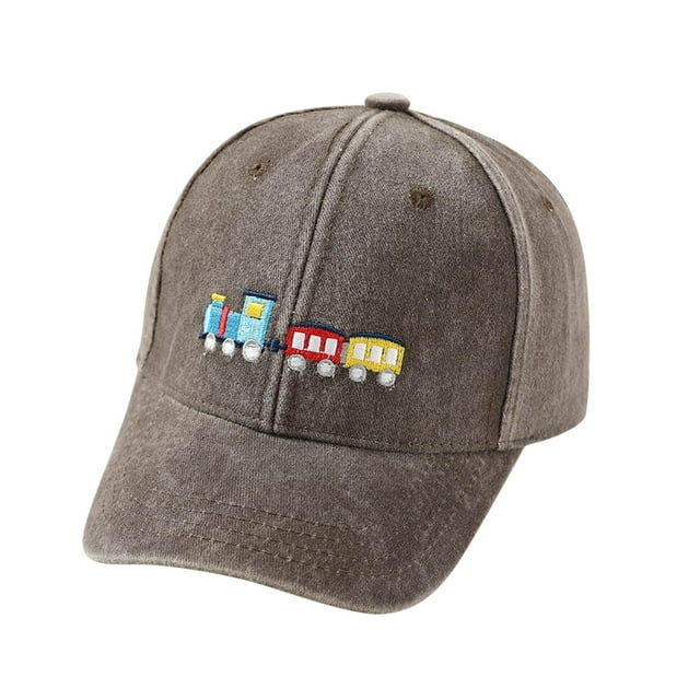 MIASHUI Kids Baseball Cap Cute Embroidery Adjustable Vintage Washed Hat for Boys Girls,Coffee,2-8 Years
