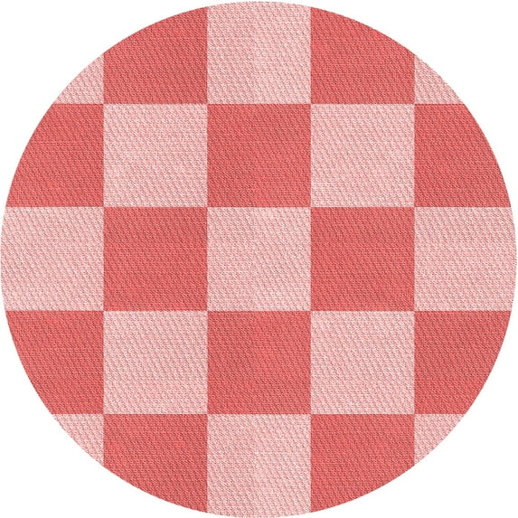 Ahgly Company Indoor Round Patterned Pastel Pink Area Rugs, 8' Round