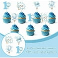 thumbnail image 5 of Hot Air Balloon 1st Birthday Decorations 24pcs Blue Isn't He Onederful Cupcake Toppers for Boy Clouds Hot Air Balloon Cake Decors Travel World Airplane Travel Adventure First Birthday Party Supplies, 5 of 5