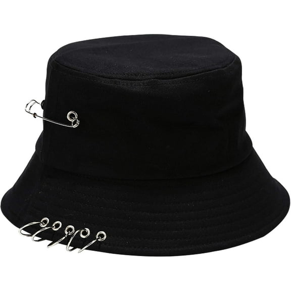 YooGuoGuo Five Ring &Safety Pin Decor Cotton Bucket Hat Packable Beach Sun Hat for Womens Men