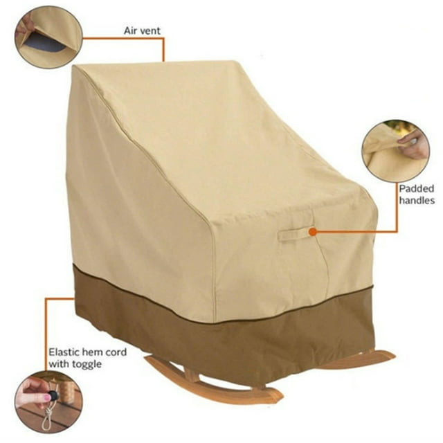 Outdoor Waterproof Rocking Chair Cover Dustproof Silver Coated Cloth Children Park Front Yard Chairs Covers Accessories Beige Brown